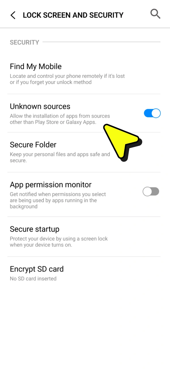 iInd this field in your settings to successfully install Parimatch Avator app.