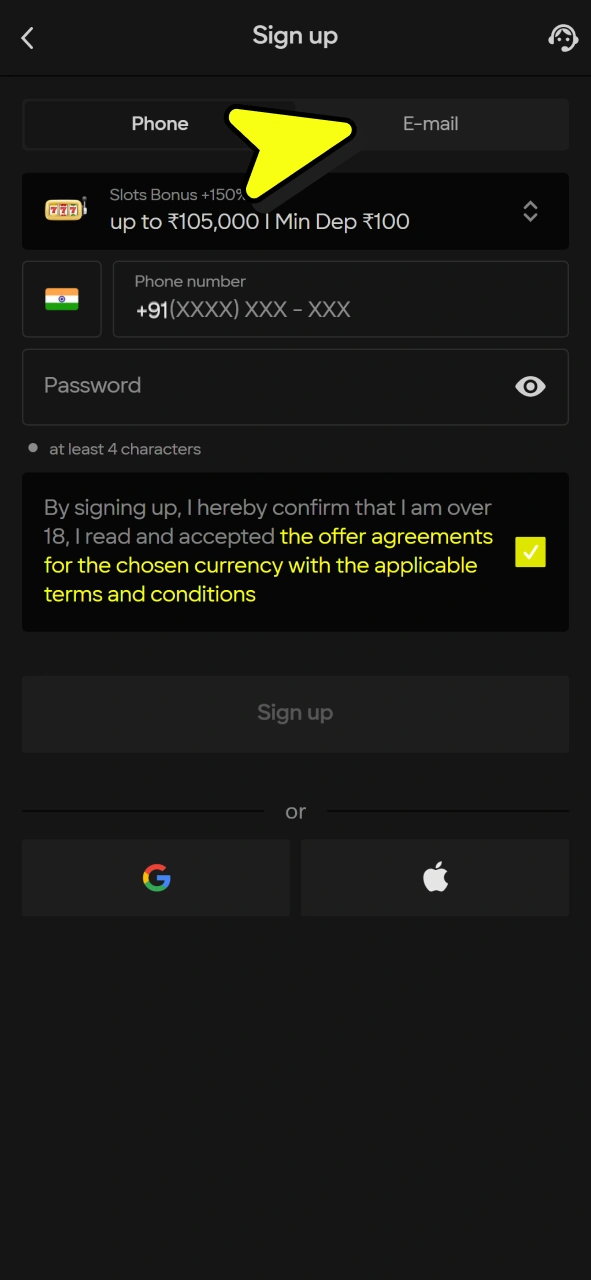 Choose email or phone registration and claim your welcome bonus at Parimatch.