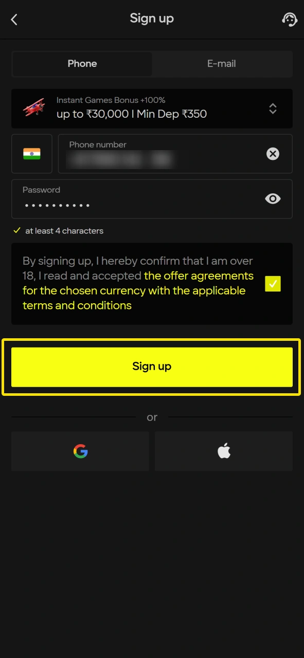 Finish registration and start playing Parimatch games.