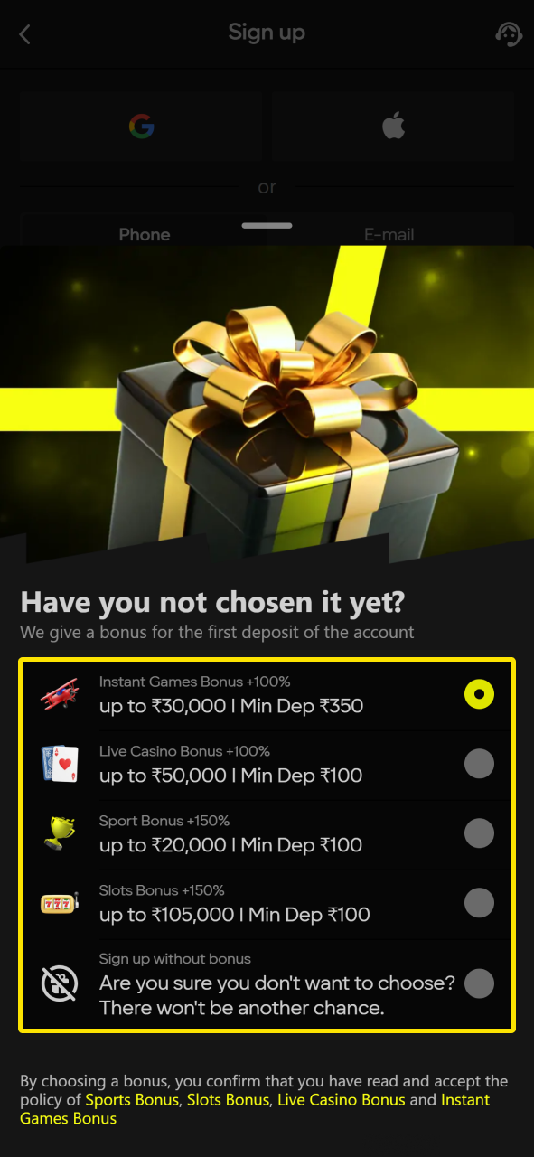 Choose casino bonus for your future gaming sessions at Parimatch casino.