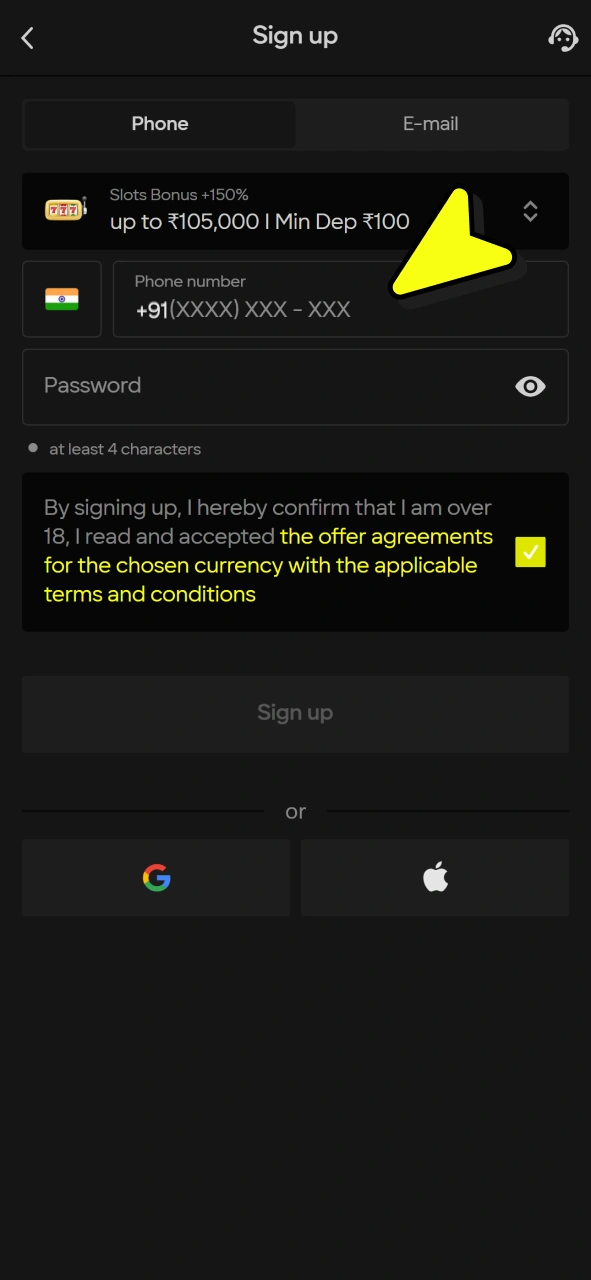Join Parimatch to top up your new account.