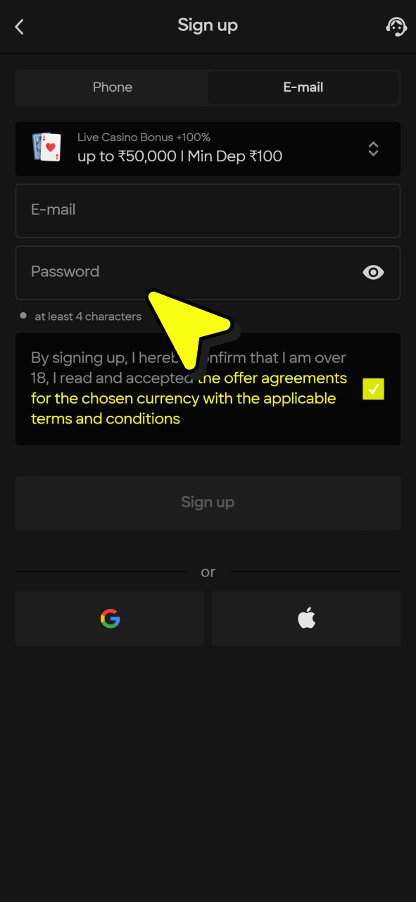 Type in your future account details for Lightning Storm playing at Parimatch.