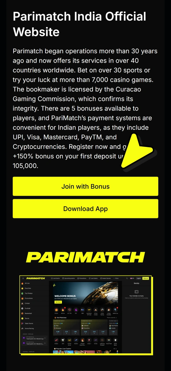 Open Parimatch registration form using button on this page.