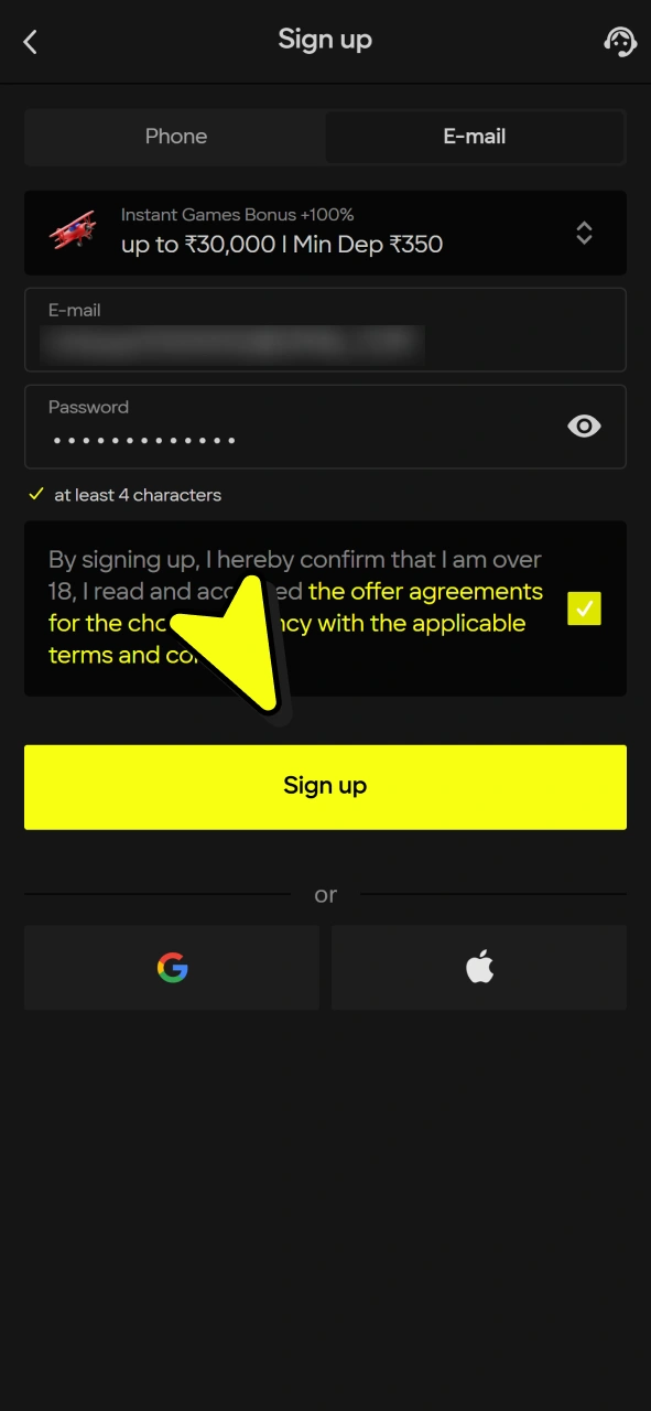 Press sign up button and start playing Mines at Parimatch casino.